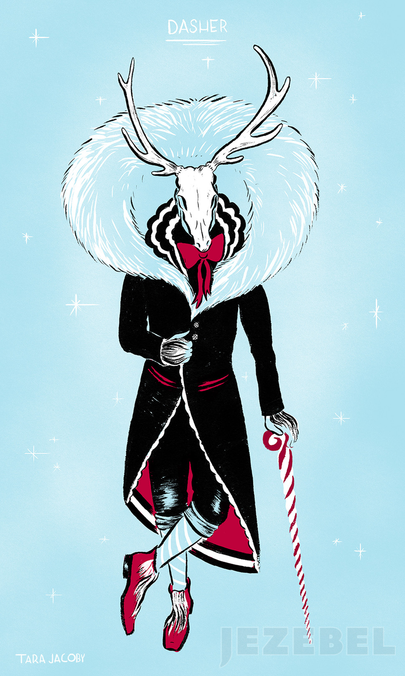 Illustration for article titled Christmas Couture: Santa's Reindeer, Reimagined as Runway Stars